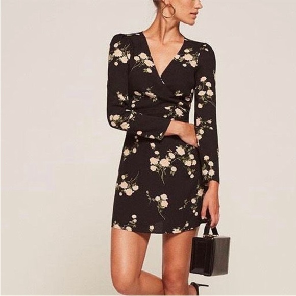 Reformation Floral Wrap Zircon Mini Dress Size 0 Contessa Tie Front Cocktail NWT - Picture 3 of 13